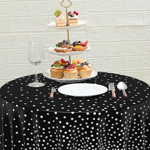 Newwiee 84 Inch Round Dot Tablecloth Set of 3