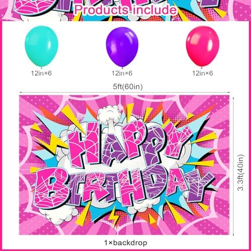 59 Pcs Pink Spider Party Decor Set