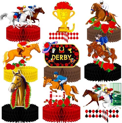 Umoin 14pcs Derby Day Honeycomb Centerpieces