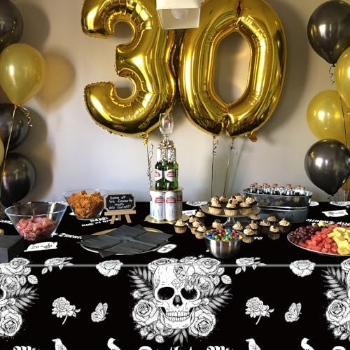 Death to My 20s 4Pcs Tablecloths Black 30th Birthday Decorations