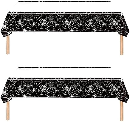 Frerand Halloween Tablecloth 87x51 2 Pack Spider Web Tablecover for Parties