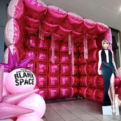 Hot Magenta Pink Square Foil Balloons Decor Kit