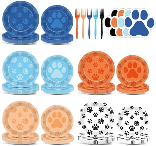 100Pcs Blue Dog Birthday Party Supplies for 25 Guests