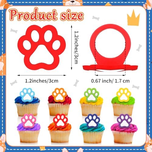 48 Pcs Dog Cupcake Rings Decorations