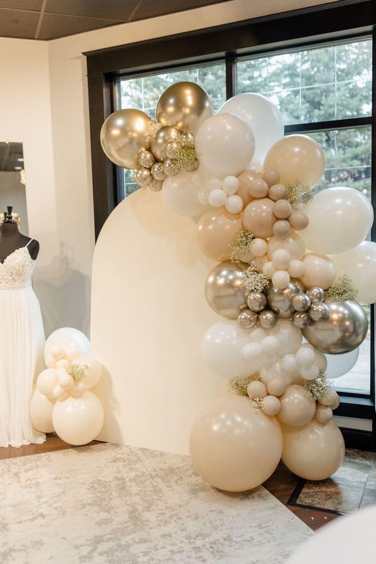 Dagelar 60PCS Gold White Balloons Set