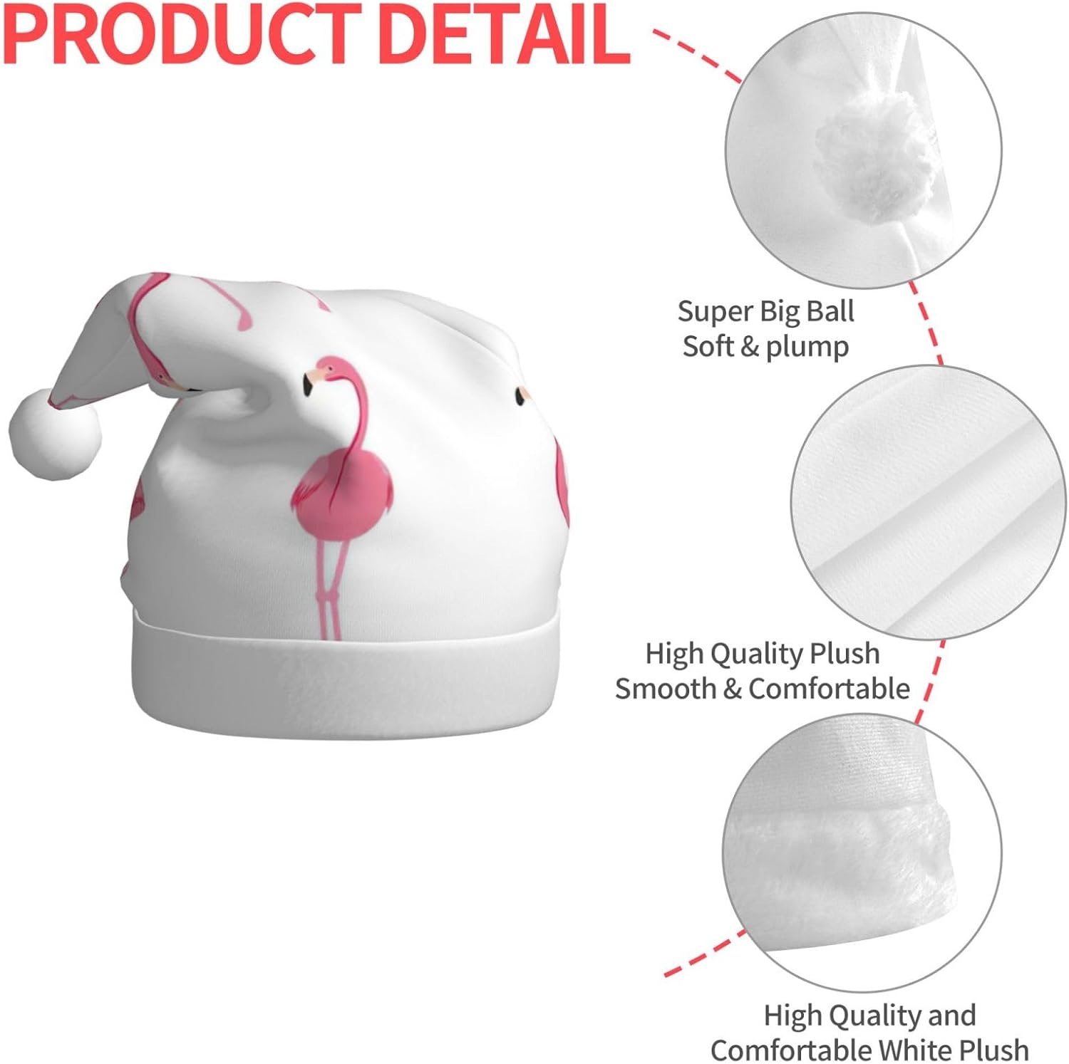 QINZHENG Flamingos Print Santa Hat for Women Adult