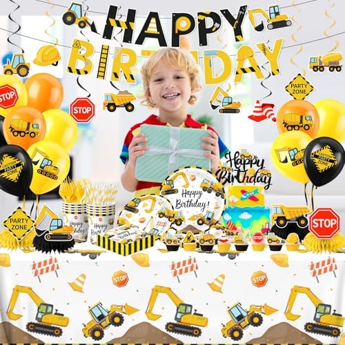 Construction Birthday Decorations 245PCS Truck Theme Party Supplies