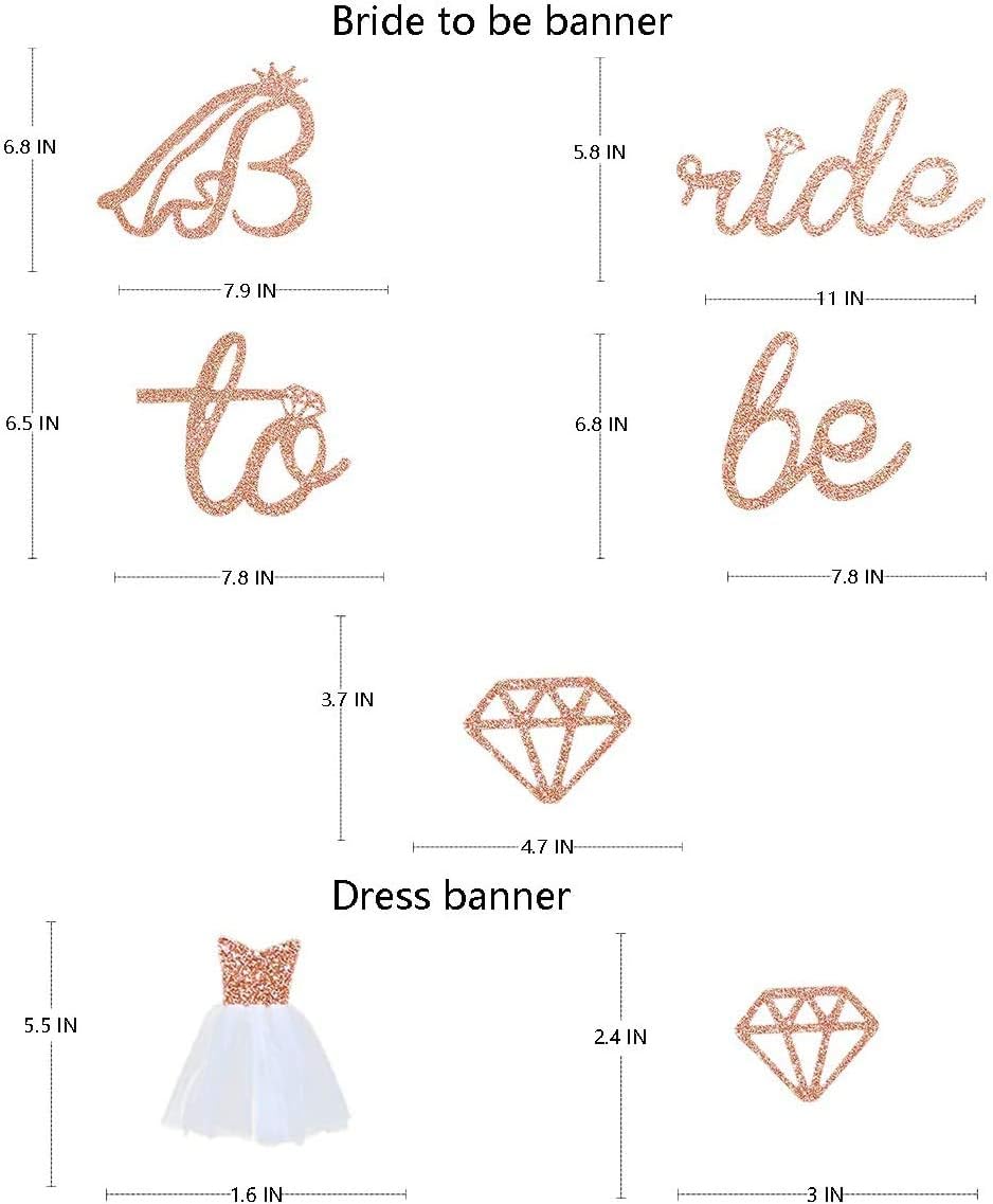 Pinkblume Rose Gold Bride to Be Banner Sign Double Sided Glitter Paper