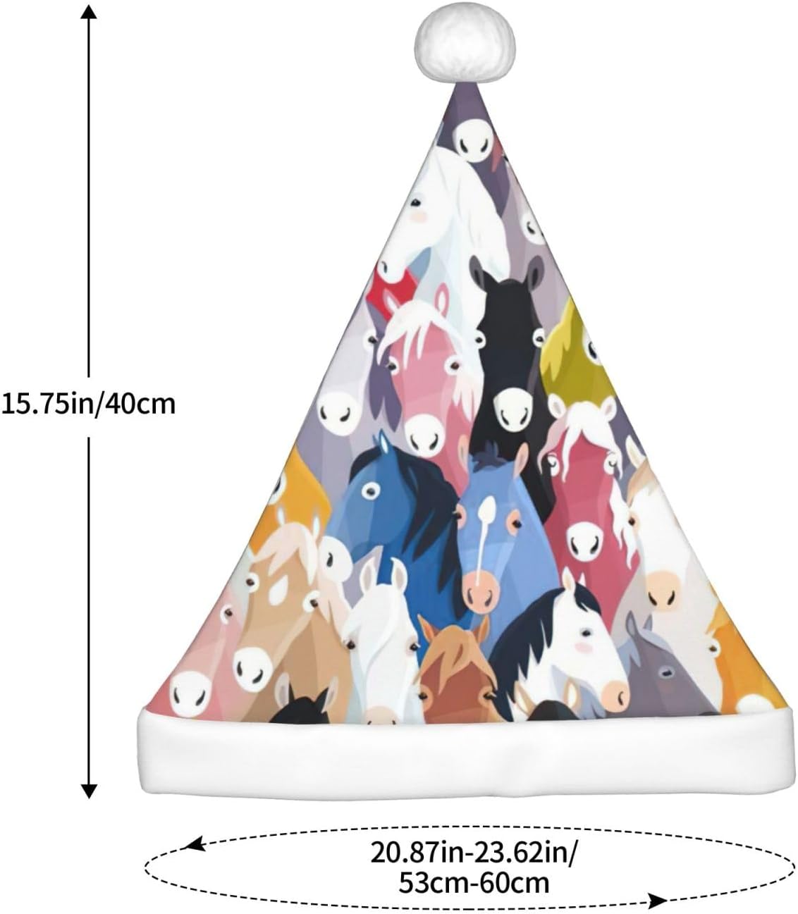 QINZHENG Cartoon Horses Santa Hat Christmas Gift for Women