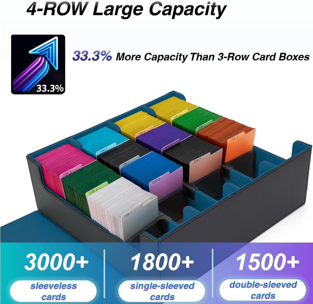 Venssu 4-Row Card Storage Box for 3000 Magic Cards