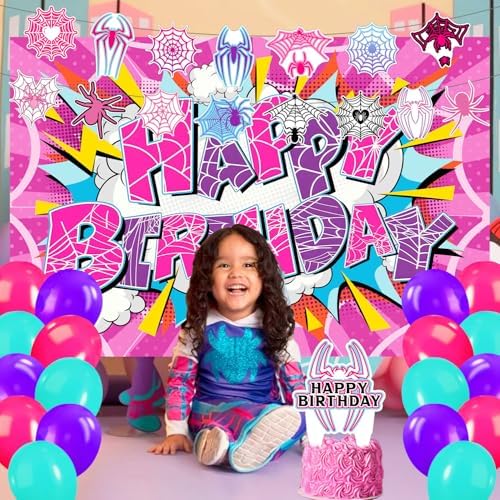 59 Pcs Pink Spider Party Decor Set