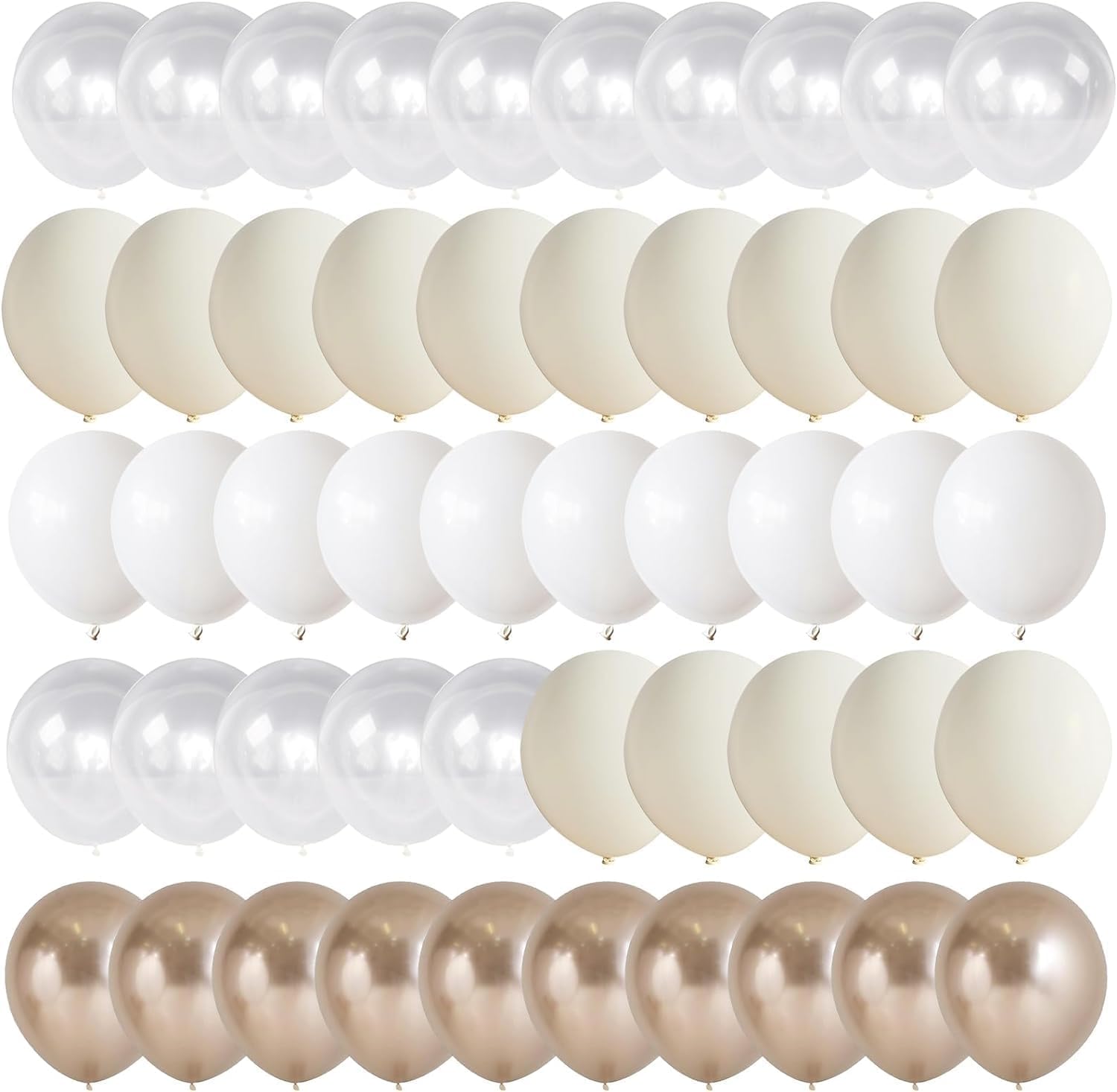 Dagelar 60PCS Gold White Balloons Set
