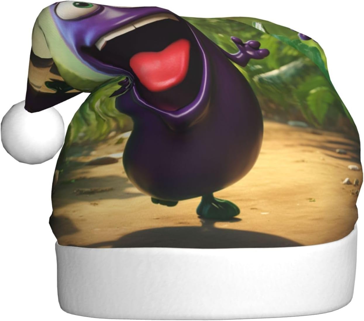 QinZheng Cartoon Eggplant Santa Hat for Women