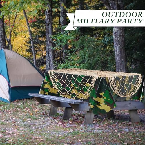 2 Pcs Camouflage Hunting Party Decorations Tablecloth and Fishing Net