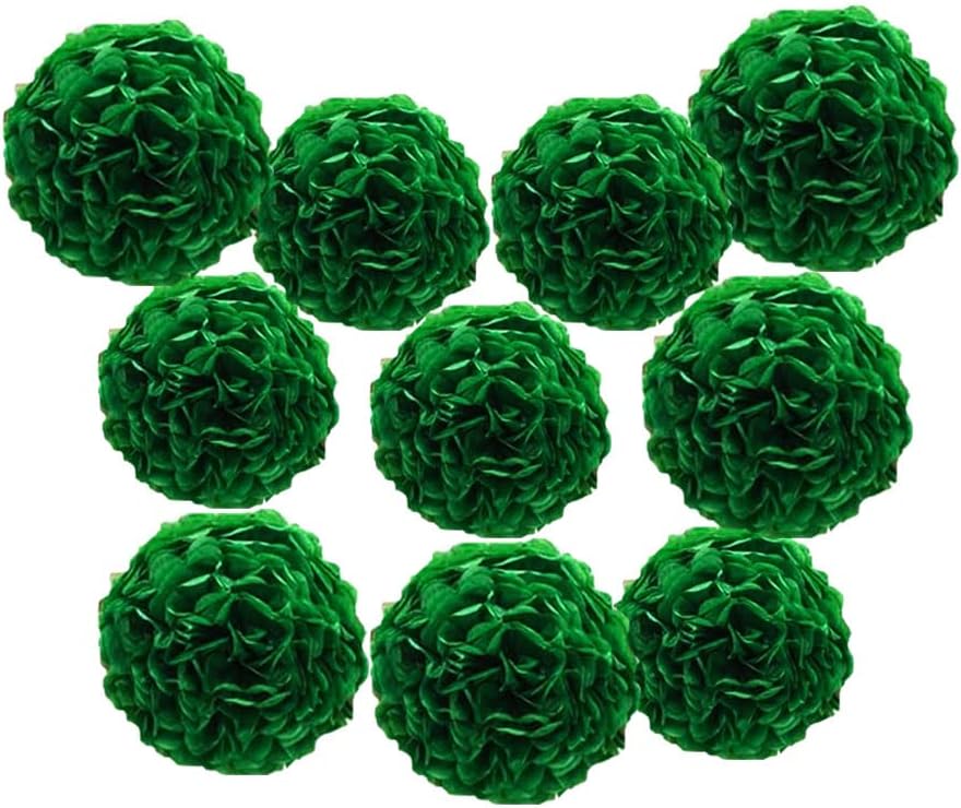 10pcs Dark Green Tissue Paper Pom Poms for Decorations