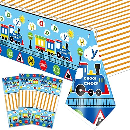 Irenare 3 Piece Train Themed Plastic Tablecloths
