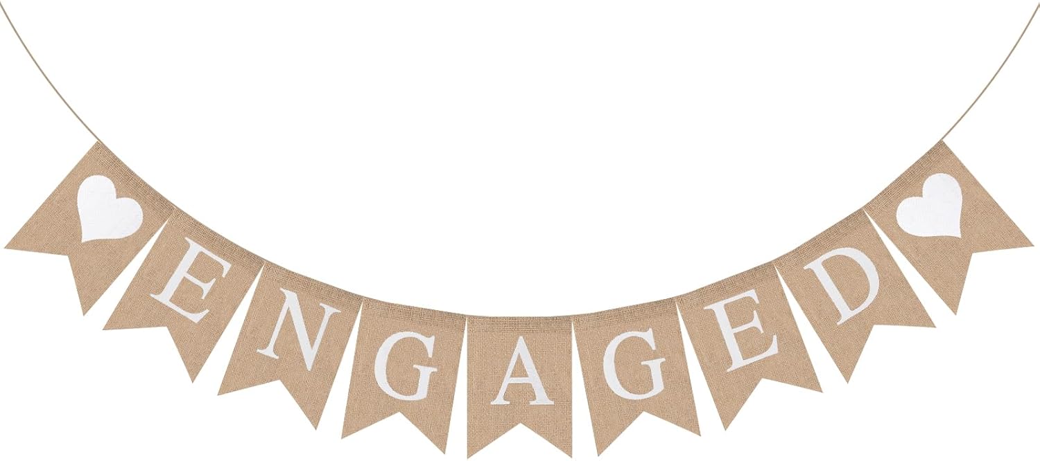 Motroce Engaged Burlap Banner 5x7 Inches Pre-Strung Decor