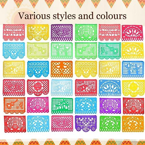 Preboun Mexican Tablecloth and Fiesta Banner Decorations