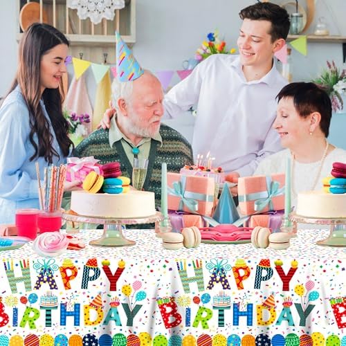 2Pcs Colorful Birthday Plastic Table Covers