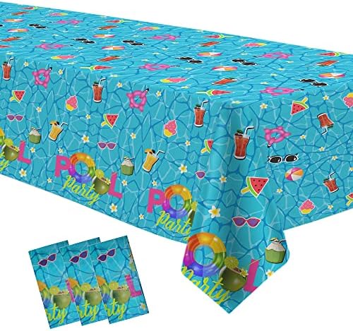 Pool Party Decorations Tablecloth 3-Pack 54x108 Inches