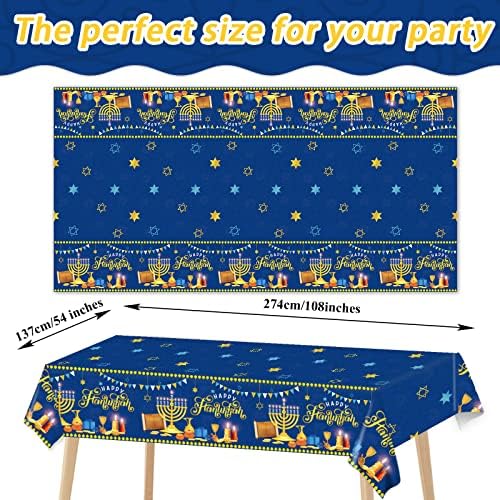 3 Pcs Hanukkah Tablecloths Blue Gold Fabric Decorations