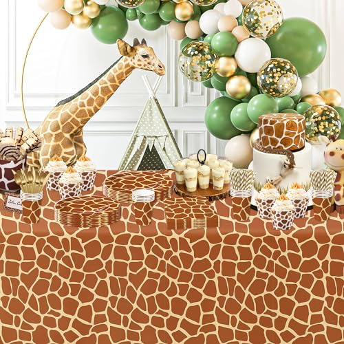 Giraffe Print Party Tableware Set for 24 Guests