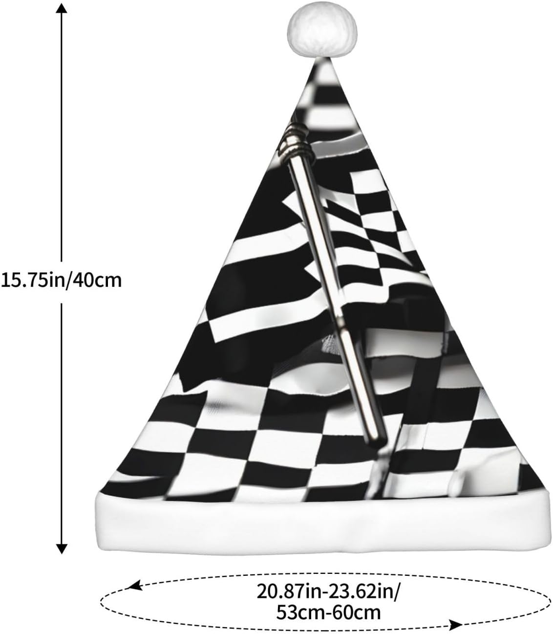 QINZHENG Checkered Flags Santa Hat Personalized Christmas Headwear
