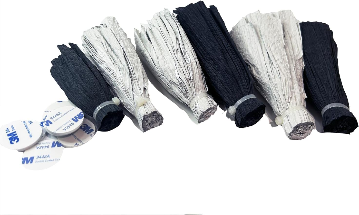 IGUO Silver Black Paper Flowers 3D Decor 6PCS