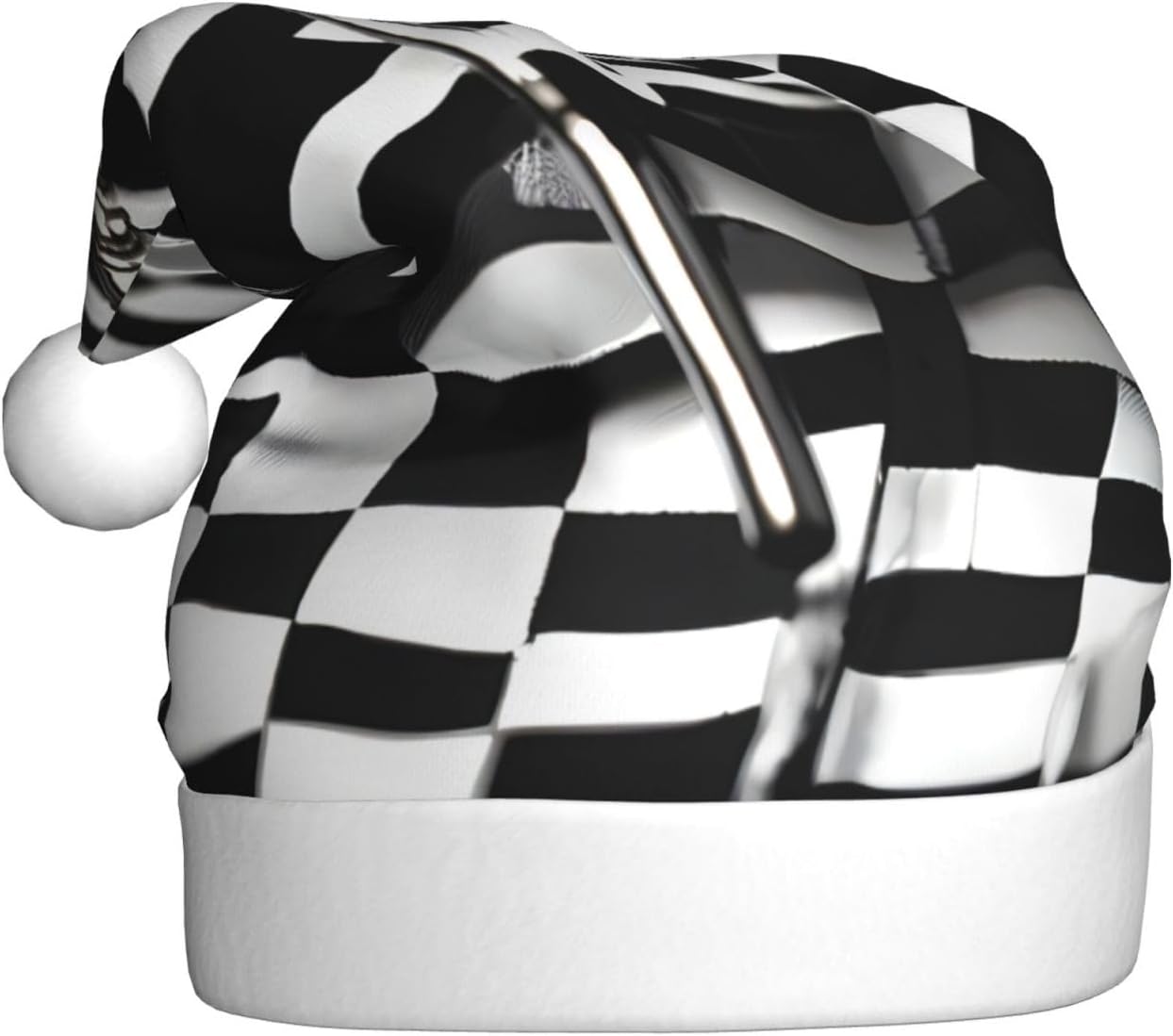 QINZHENG Checkered Flags Santa Hat Personalized Christmas Headwear
