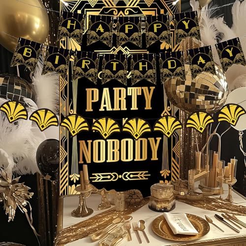 Retro 1920s Happy Birthday Banner Decorations