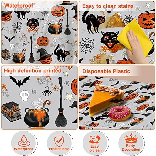 AobkDeco Halloween Tablecloth Set 3pcs Pumpkin Spider Web Bats