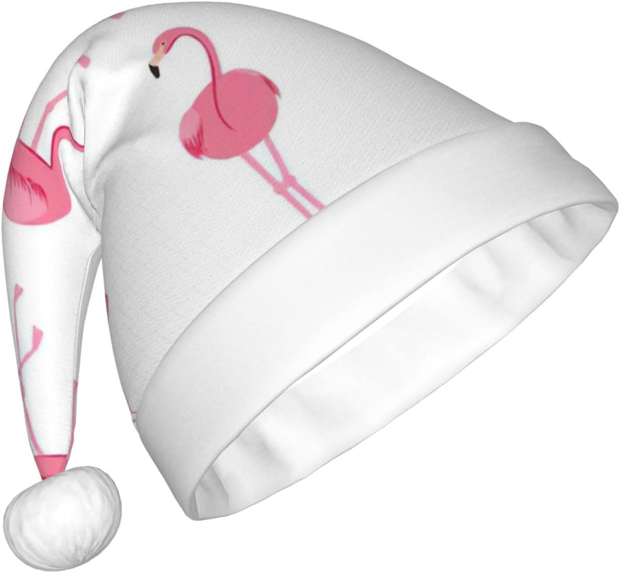 QINZHENG Flamingos Print Santa Hat for Women Adult