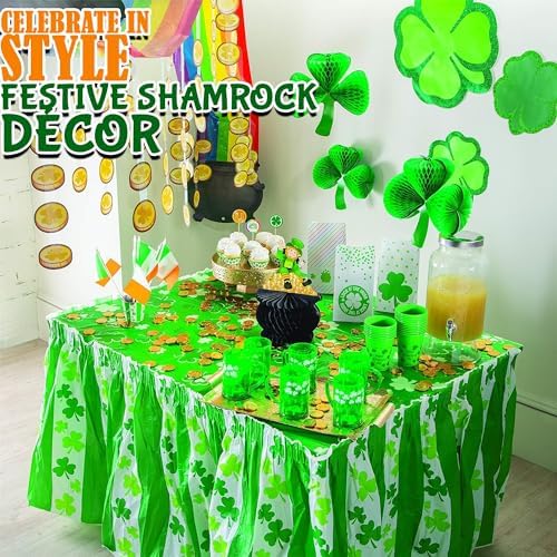St Patricks Day Shamrock Tissue Hanging Decor Set of 3