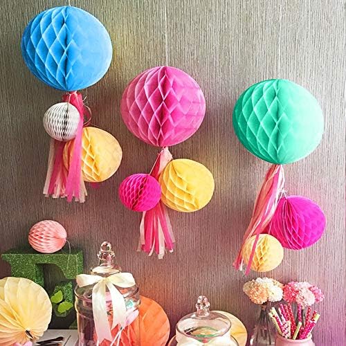 3pcs 8in Blue Honeycomb Tissue Fans for Decorations