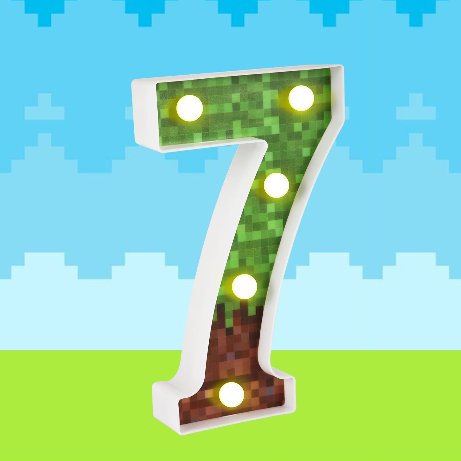 Glowing LED Number 7 Decor Pixel Party Light Centerpiece