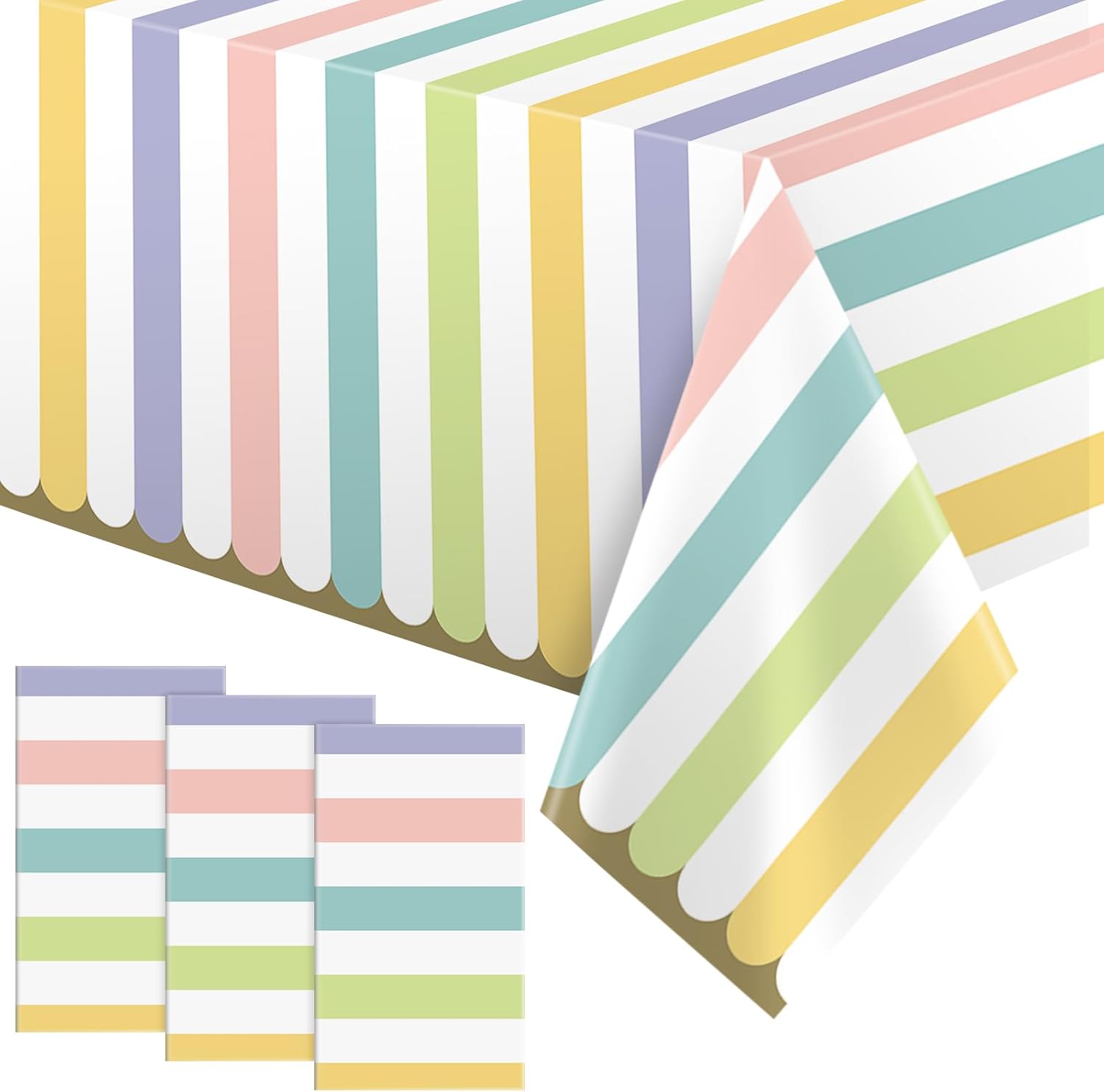 Oudain 3 Pcs Pastel Rainbow Table Cover 54x102 Inch