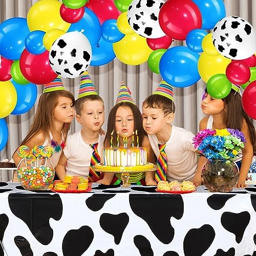 Liliful 104 Pcs Birthday Tablecloth with Balloons Arch Kit