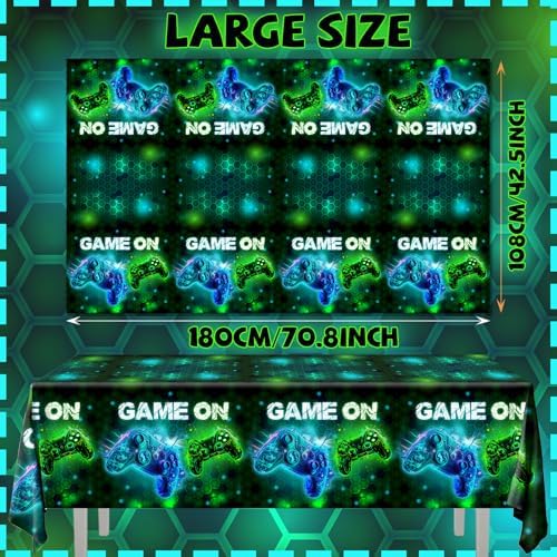 3 Pieces Gamer Party Tablecloths - 71 x 43 Disposable Gaming Table Cover
