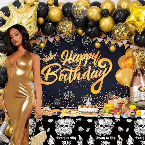 Death to My 20s 4Pcs Tablecloths Black 30th Birthday Decorations