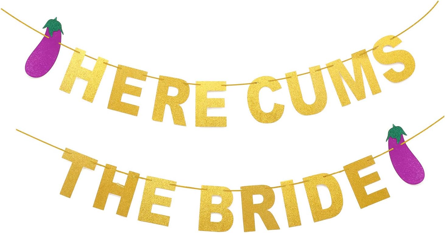 Ucity Here Comes The Bride Gold Glitter Banner