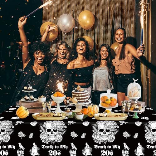 Death to My 20s 4Pcs Tablecloths Black 30th Birthday Decorations