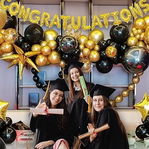 100pcs Black and Gold Balloons 12 Inch Metallic Party Decor