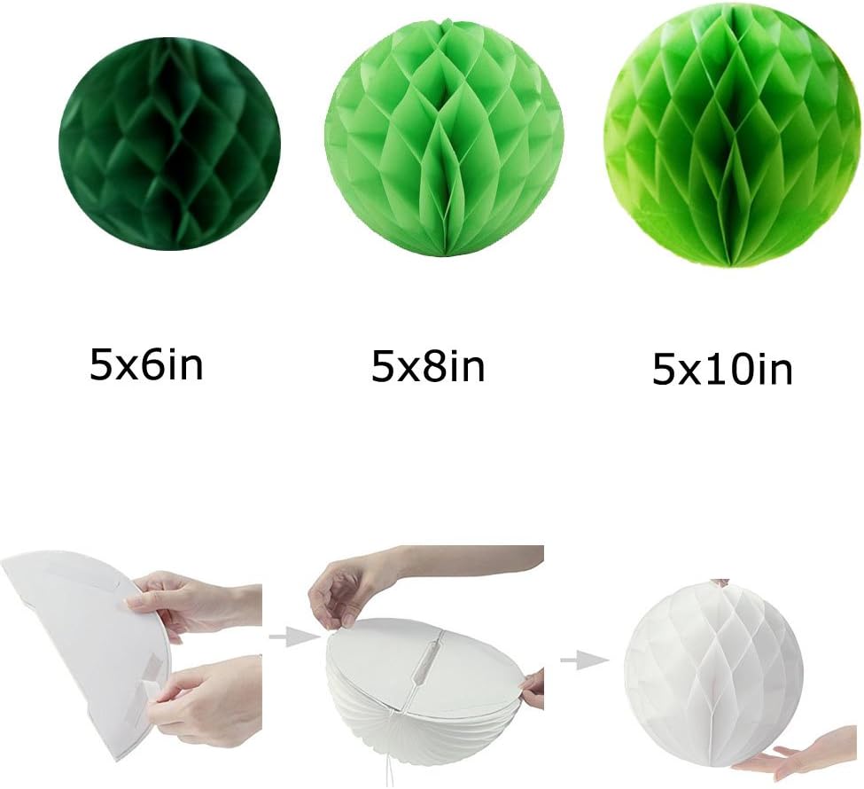 Daily Mall 15Pcs Honeycomb Party Pom Poms Set Green
