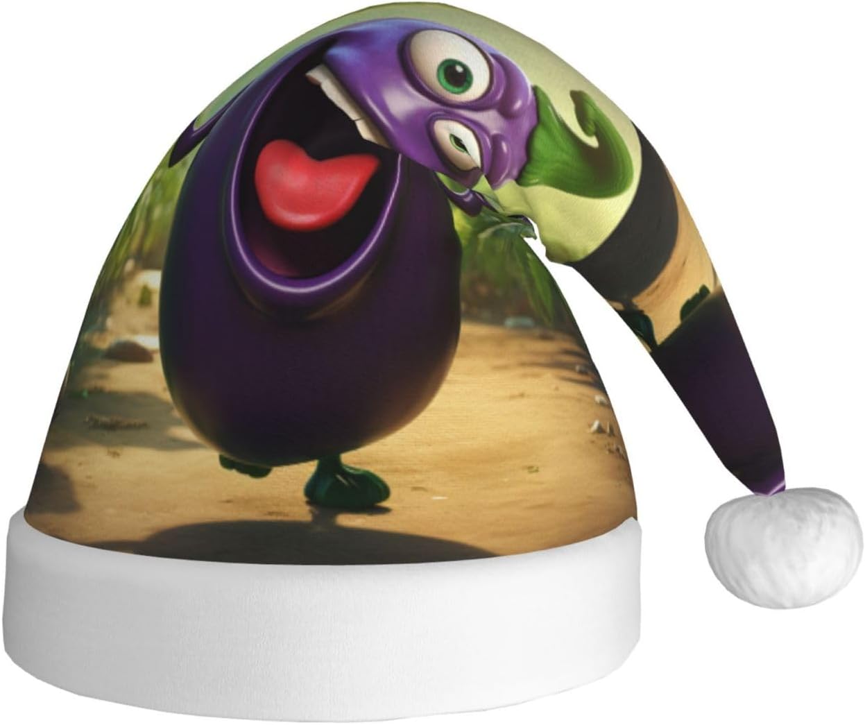 QinZheng Cartoon Eggplant Santa Hat for Women