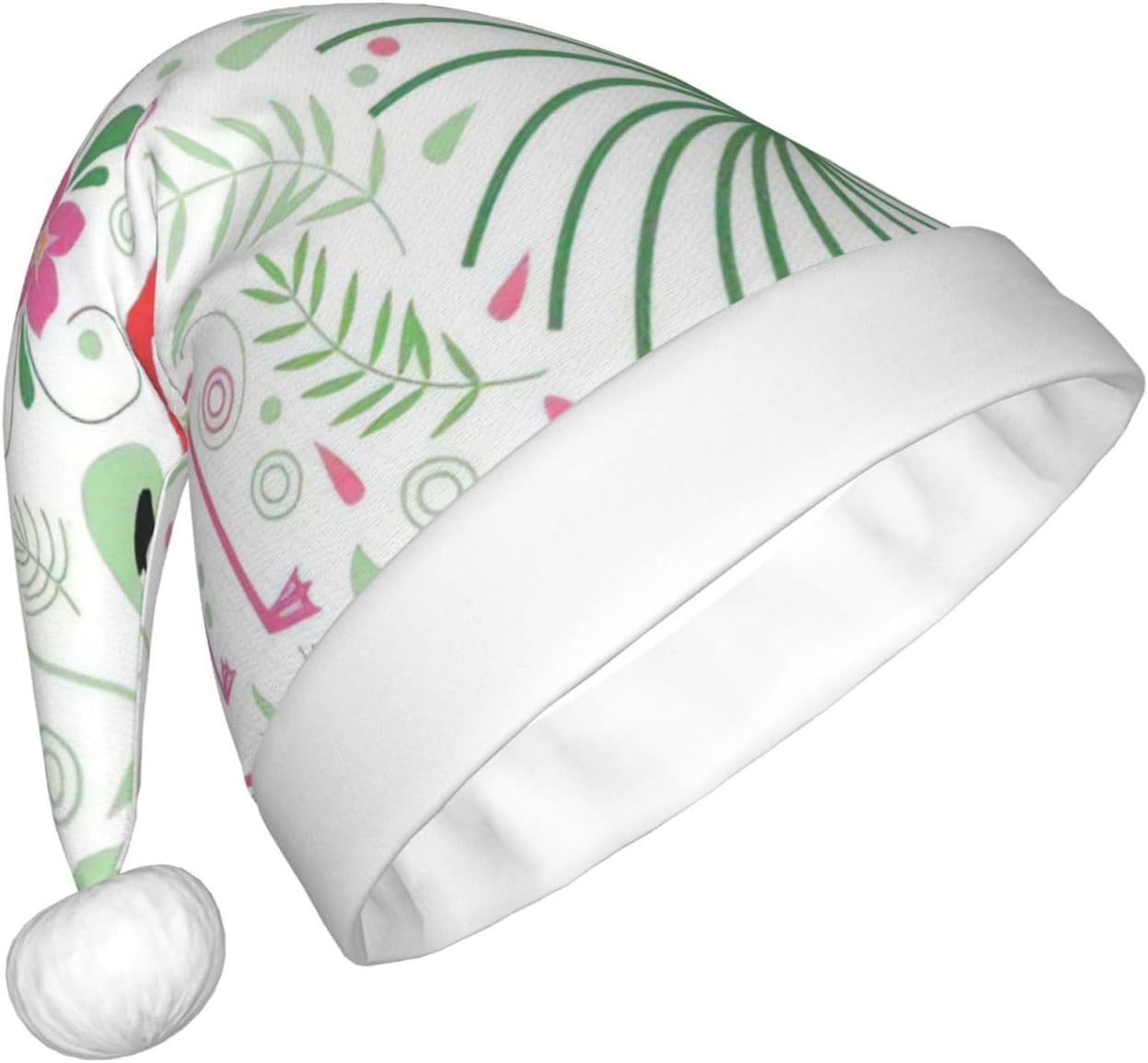 QINZHENG Floral Flamingo Santa Hat Personalized Christmas Headwear