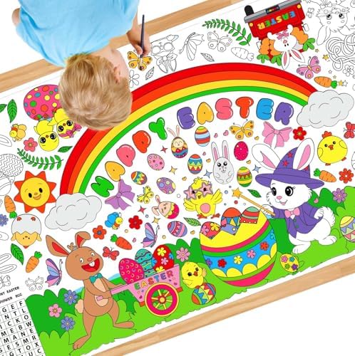 Easter Coloring Tablecloth with Bunny Egg Theme