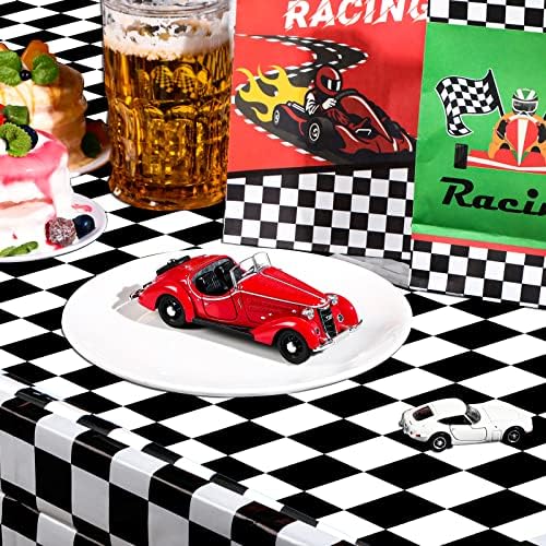 3 Racing Car Tablecloths 54 x 108 Inch Checkered Plastic Party Covers