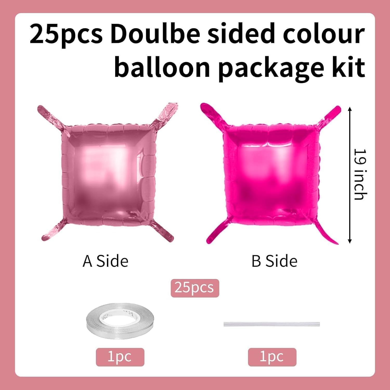 Hot Pink and Rose Double Sided Square Foil Balloons Wall