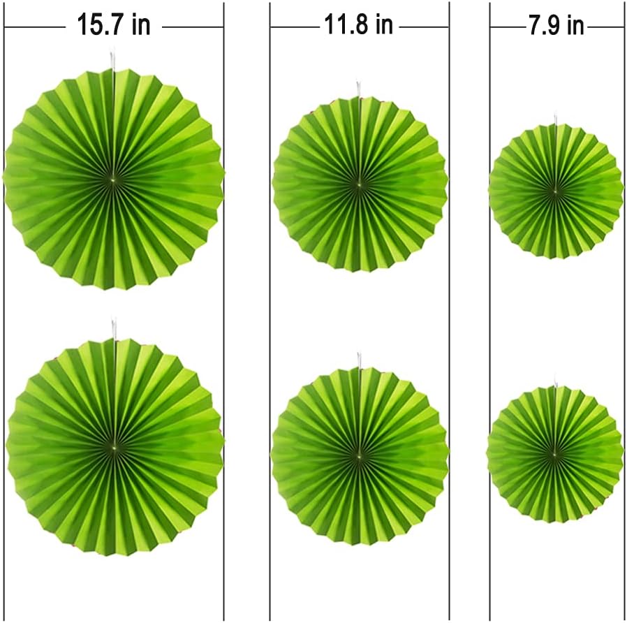 MOWO Green Paper Fans Hanging Decorations 6pc