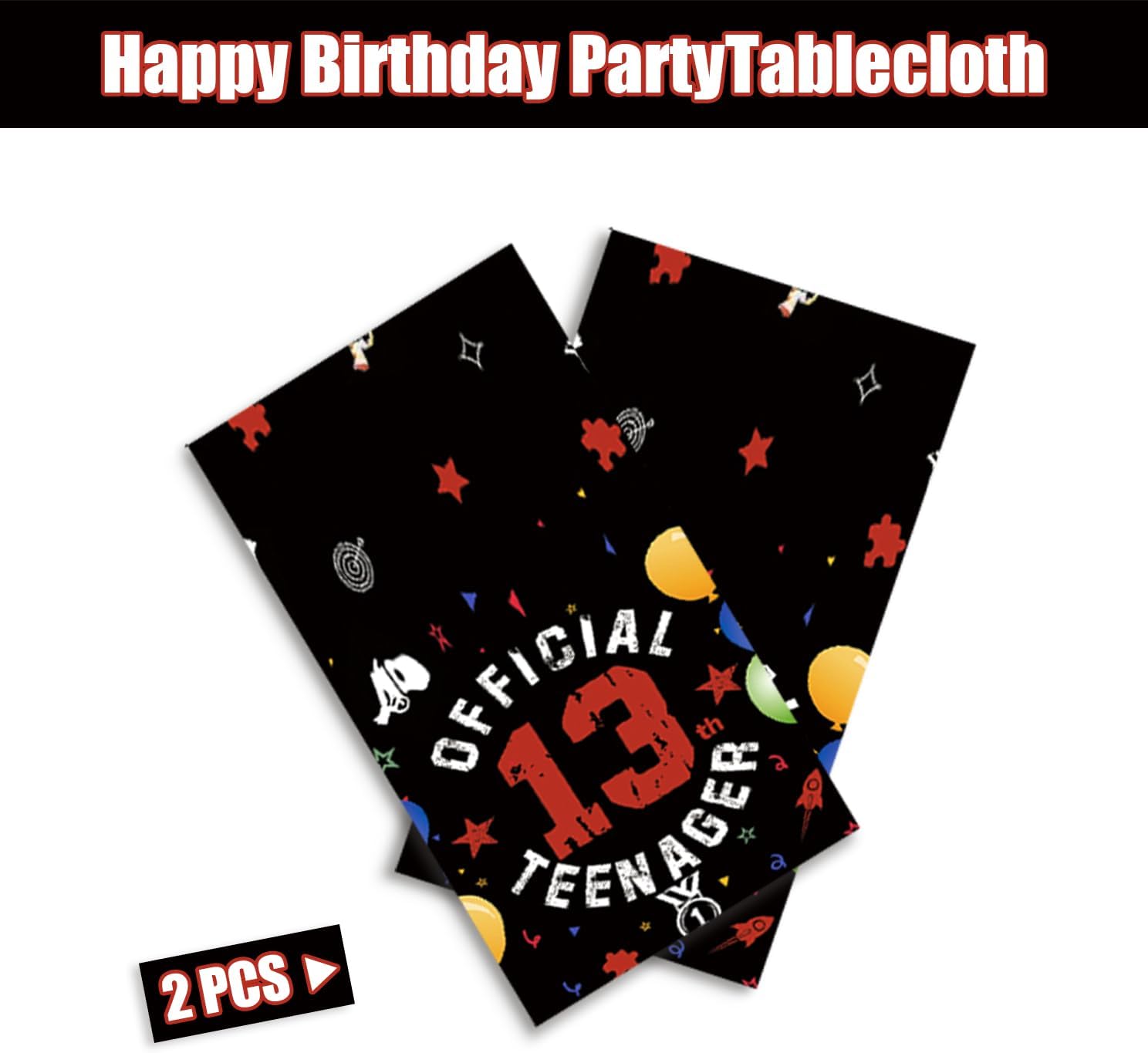 Egami 2pcs 13th Birthday Black Red Tablecloth